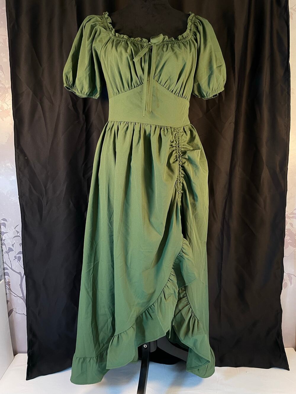 Scarlet Darkness NWT Renaissance High Low Dress Olive Green S Cottagecore Pirate